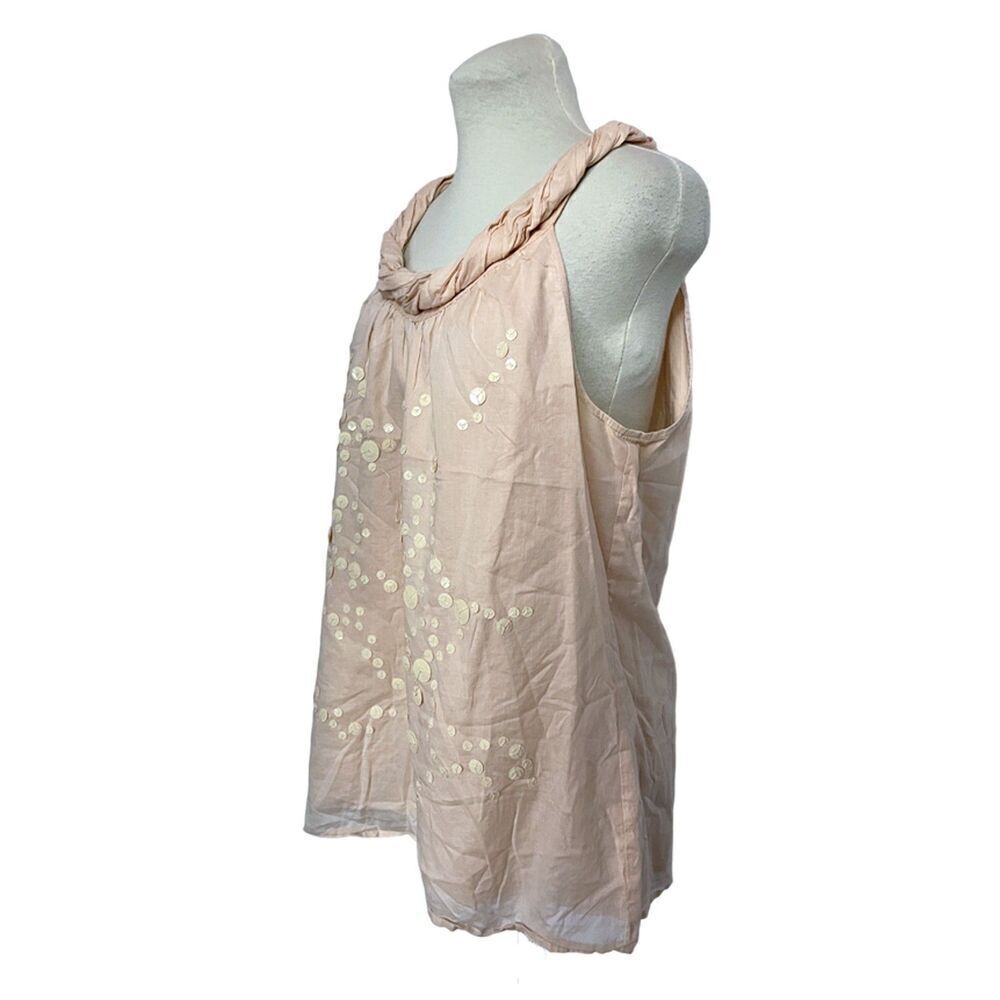 Ann Taylor Loft Twisted Neckline Pink/Peach Sequin Top Size L
